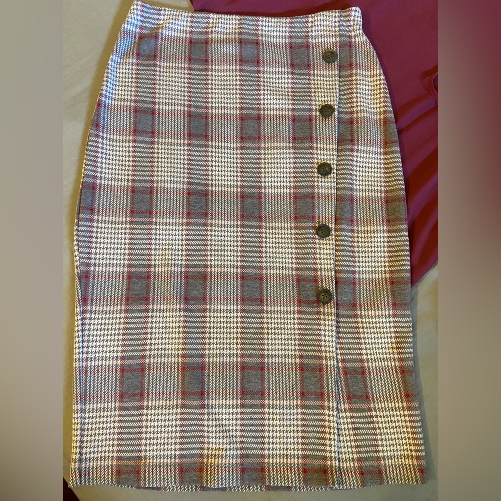 14th & Union Tan Brown Pink Midi Pencil Skirt